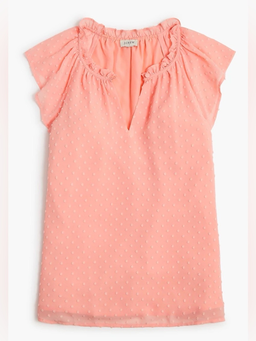 NWT J. Crew Flutter sleeve clip dot top in Rosy Peach!
